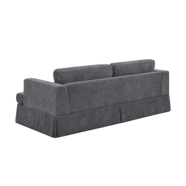 English Elm Modern Corduroy Upholstered Sofa with Tailored Skirt for Contemporary Living Rooms B343P320250