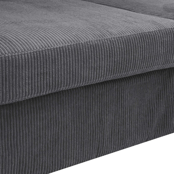 English Elm Modern Corduroy Upholstered Sofa with Tailored Skirt for Contemporary Living Rooms B343P320250