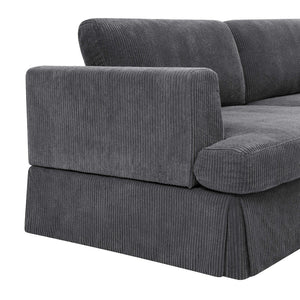 English Elm Modern Corduroy Upholstered Sofa with Tailored Skirt for Contemporary Living Rooms B343P320250
