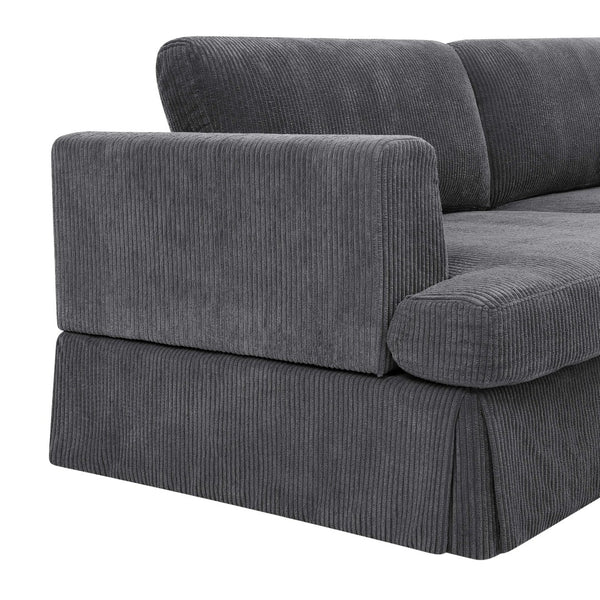 English Elm Modern Corduroy Upholstered Sofa with Tailored Skirt for Contemporary Living Rooms B343P320250