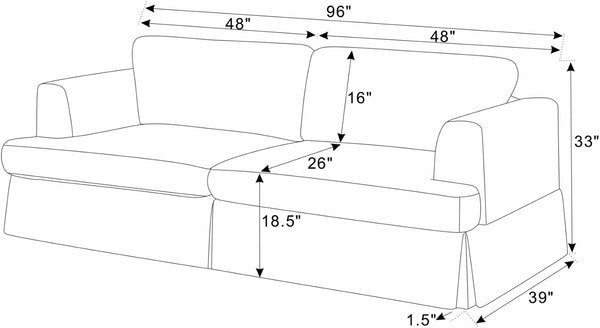 English Elm Modern Corduroy Upholstered Sofa with Tailored Skirt for Contemporary Living Rooms B343P320250