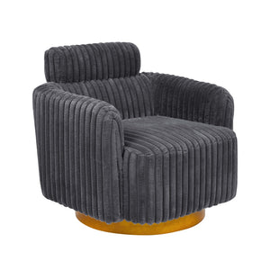 English Elm Luxe Ribbed Velvet Swivel Accent Chair with Gold Base for Living Room Lounge B343P321727