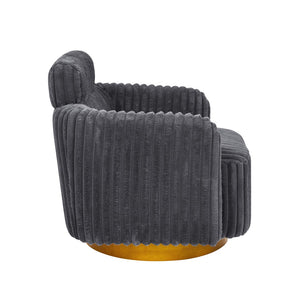 English Elm Luxe Ribbed Velvet Swivel Accent Chair with Gold Base for Living Room Lounge B343P321727