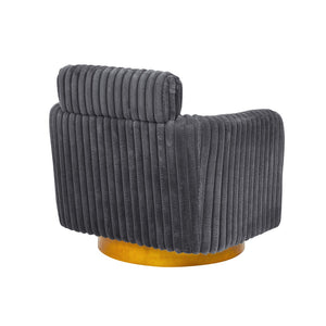 English Elm Luxe Ribbed Velvet Swivel Accent Chair with Gold Base for Living Room Lounge B343P321727