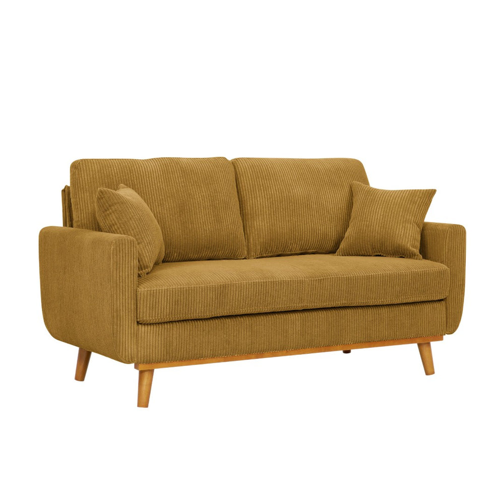 English Elm Asher Mid-century Modern Corduroy 2-seater Sofa with Walnut Legs for Living Room Ginger B343P348950
