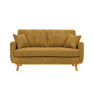 English Elm Asher Mid-century Modern Corduroy 2-seater Sofa with Walnut Legs for Living Room Ginger B343P348950