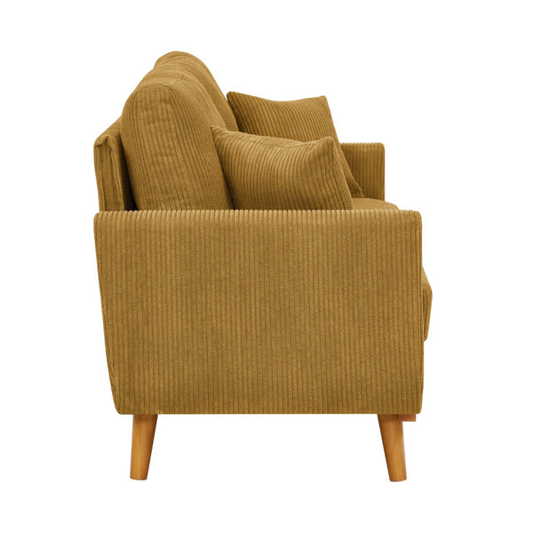 English Elm Asher Mid-century Modern Corduroy 2-seater Sofa with Walnut Legs for Living Room Ginger B343P348950