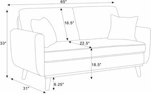 English Elm Asher Mid-century Modern Corduroy 2-seater Sofa with Walnut Legs for Living Room Ginger B343P348950