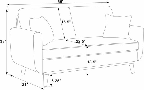English Elm Asher Mid-century Modern Corduroy 2-seater Sofa with Walnut Legs for Living Room Ginger B343P348950
