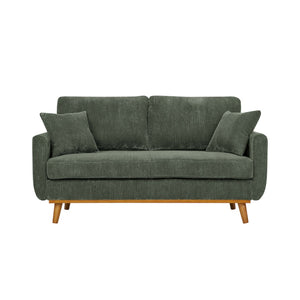 English Elm Asher Mid-century Modern Corduroy 2-seater Sofa with Walnut Legs for Living Room Green B343P348951