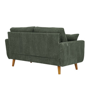 English Elm Asher Mid-century Modern Corduroy 2-seater Sofa with Walnut Legs for Living Room Green B343P348951