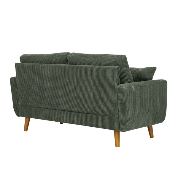 English Elm Asher Mid-century Modern Corduroy 2-seater Sofa with Walnut Legs for Living Room Green B343P348951