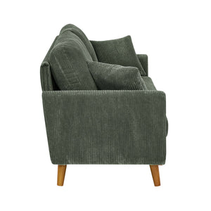 English Elm Asher Mid-century Modern Corduroy 2-seater Sofa with Walnut Legs for Living Room Green B343P348951