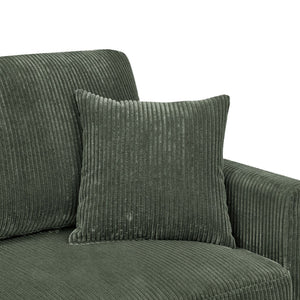 English Elm Asher Mid-century Modern Corduroy 2-seater Sofa with Walnut Legs for Living Room Green B343P348951