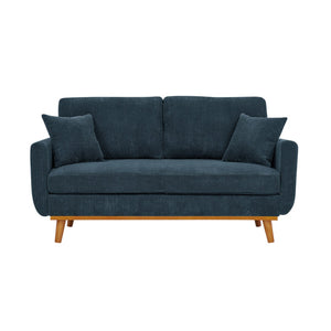 English Elm Asher Mid-century Modern Corduroy 2-seater Sofa with Walnut Legs for Living Room Blue B343P348952
