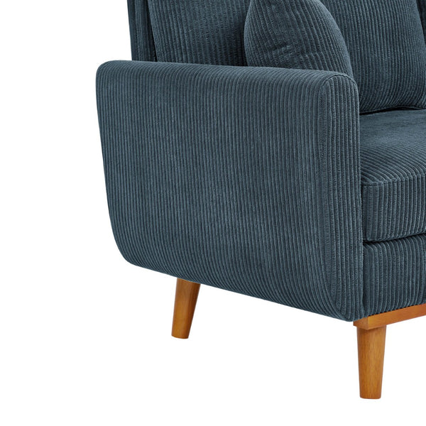 English Elm Asher Mid-century Modern Corduroy 2-seater Sofa with Walnut Legs for Living Room Blue B343P348952