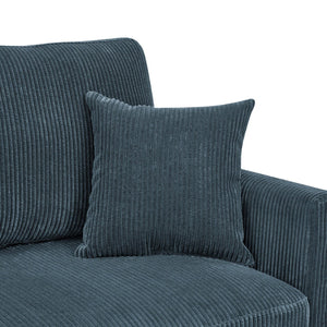 English Elm Asher Mid-century Modern Corduroy 2-seater Sofa with Walnut Legs for Living Room Blue B343P348952