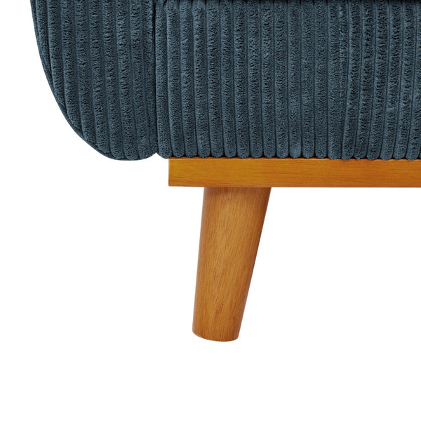 English Elm Asher Mid-century Modern Corduroy 2-seater Sofa with Walnut Legs for Living Room Blue B343P348952