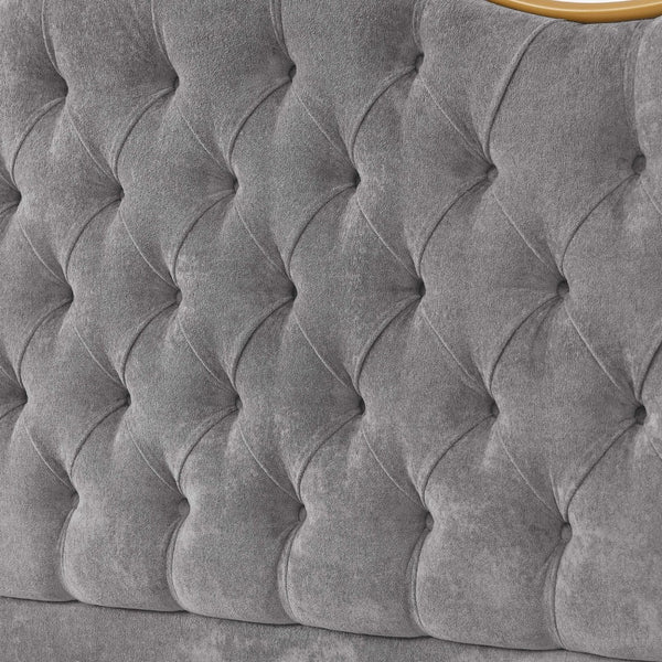 English Elm Luxelegance Button Tufted Queen Bed with Curved Headboard and Tapered Wood Legs Gray B343P383338