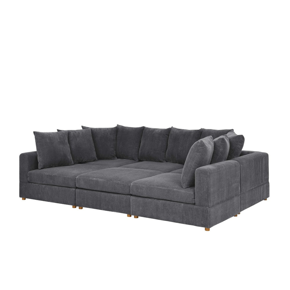 English Elm Haven Six Piece Modular Corduroy Sectional Sofa for Contemporary Living Rooms B343S00002