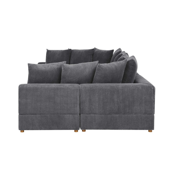 English Elm Haven Six Piece Modular Corduroy Sectional Sofa for Contemporary Living Rooms B343S00002