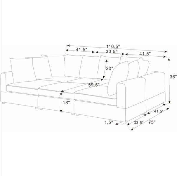 English Elm Haven Six Piece Modular Corduroy Sectional Sofa for Contemporary Living Rooms B343S00002