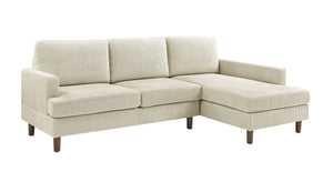 English Elm Prado Corduroy Sectional Sofa with Chaise and Solid Wood Legs for Casual Living Cream B343S00021
