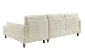 English Elm Prado Corduroy Sectional Sofa with Chaise and Solid Wood Legs for Casual Living Cream B343S00021
