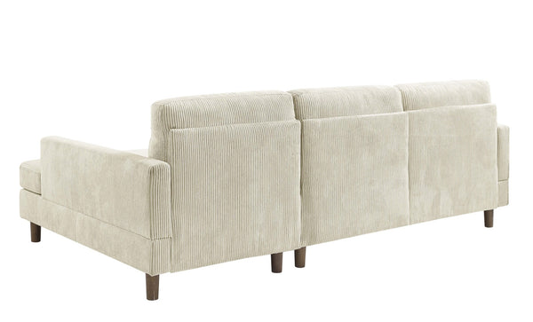 English Elm Prado Corduroy Sectional Sofa with Chaise and Solid Wood Legs for Casual Living Cream B343S00021