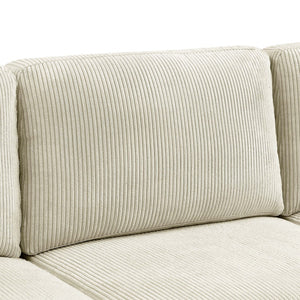 English Elm Prado Corduroy Sectional Sofa with Chaise and Solid Wood Legs for Casual Living Cream B343S00021