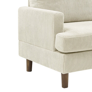 English Elm Prado Corduroy Sectional Sofa with Chaise and Solid Wood Legs for Casual Living Cream B343S00021