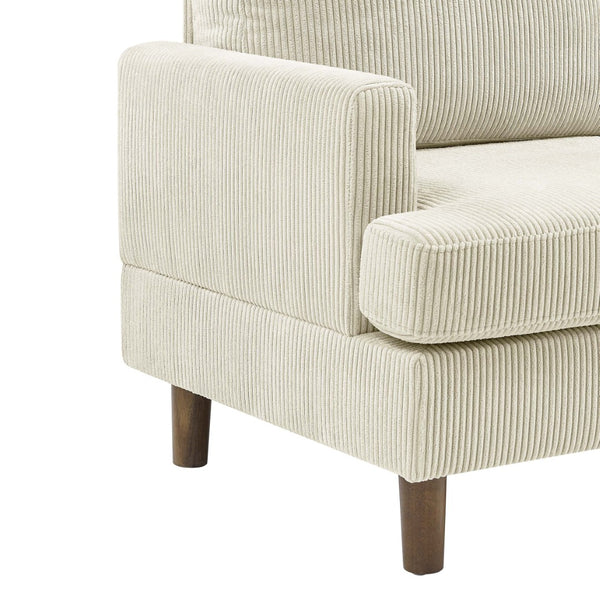 English Elm Prado Corduroy Sectional Sofa with Chaise and Solid Wood Legs for Casual Living Cream B343S00021