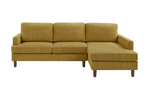 English Elm Prado Corduroy Sectional Sofa with Chaise and Solid Wood Legs for Casual Living Antique Yellow B343S00022