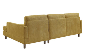 English Elm Prado Corduroy Sectional Sofa with Chaise and Solid Wood Legs for Casual Living Antique Yellow B343S00022