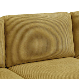 English Elm Prado Corduroy Sectional Sofa with Chaise and Solid Wood Legs for Casual Living Antique Yellow B343S00022