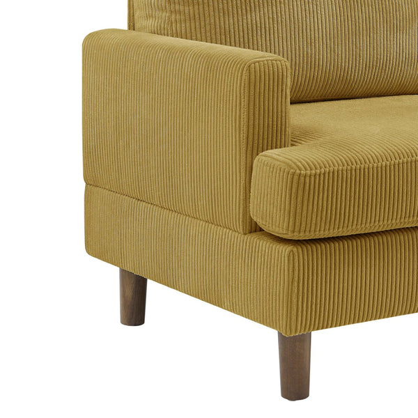English Elm Prado Corduroy Sectional Sofa with Chaise and Solid Wood Legs for Casual Living Antique Yellow B343S00022