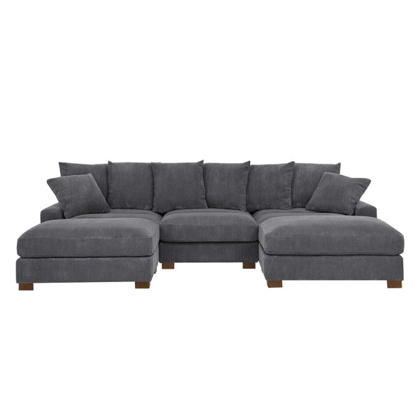 English Elm Wynisha Modular Corduroy Sofa with Adjustable Headrests and Solid Wood Legs B343S00039