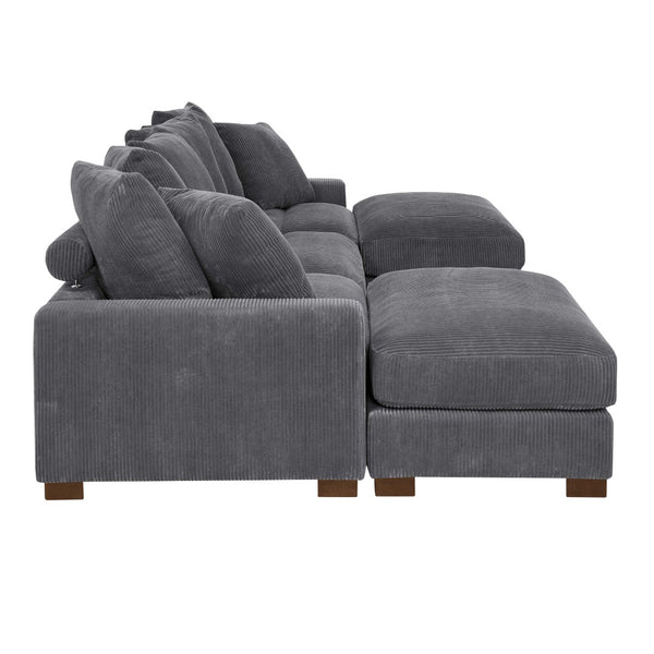 English Elm Wynisha Modular Corduroy Sofa with Adjustable Headrests and Solid Wood Legs B343S00039