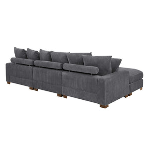 English Elm Wynisha Modular Corduroy Sofa with Adjustable Headrests and Solid Wood Legs B343S00039