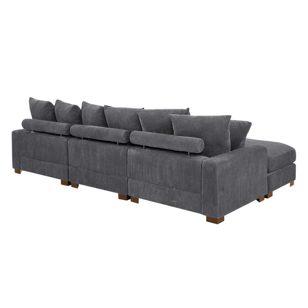English Elm Wynisha Modular Corduroy Sofa with Adjustable Headrests and Solid Wood Legs B343S00039