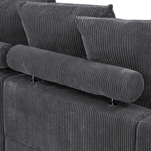 English Elm Wynisha Modular Corduroy Sofa with Adjustable Headrests and Solid Wood Legs B343S00039