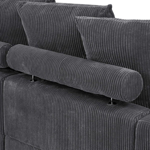 English Elm Wynisha Modular Corduroy Sofa with Adjustable Headrests and Solid Wood Legs B343S00039