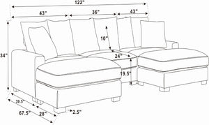 English Elm Wynisha Modular Corduroy Sofa with Adjustable Headrests and Solid Wood Legs B343S00039