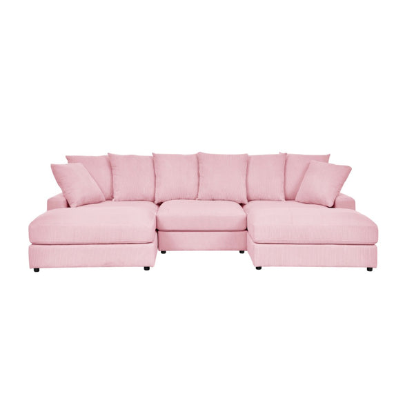 English Elm Wynisha Modular Corduroy Sofa with Adjustable Headrests and Solid Wood Legs Pink B343S00052