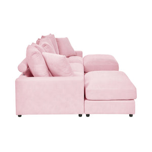 English Elm Wynisha Modular Corduroy Sofa with Adjustable Headrests and Solid Wood Legs Pink B343S00052