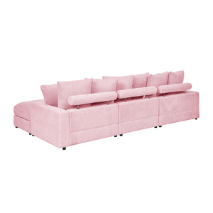 English Elm Wynisha Modular Corduroy Sofa with Adjustable Headrests and Solid Wood Legs Pink B343S00052
