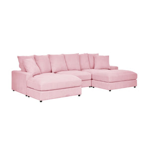English Elm Wynisha Modular Corduroy Sofa with Adjustable Headrests and Solid Wood Legs Pink B343S00052