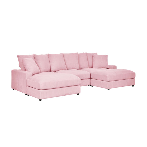 English Elm Wynisha Modular Corduroy Sofa with Adjustable Headrests and Solid Wood Legs Pink B343S00052