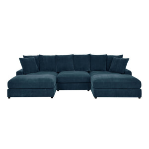 English Elm Wynisha Modular Corduroy Sofa with Adjustable Headrests and Solid Wood Legs Blue B343S00053