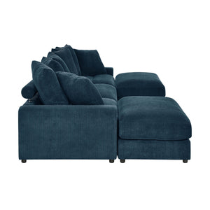 English Elm Wynisha Modular Corduroy Sofa with Adjustable Headrests and Solid Wood Legs Blue B343S00053